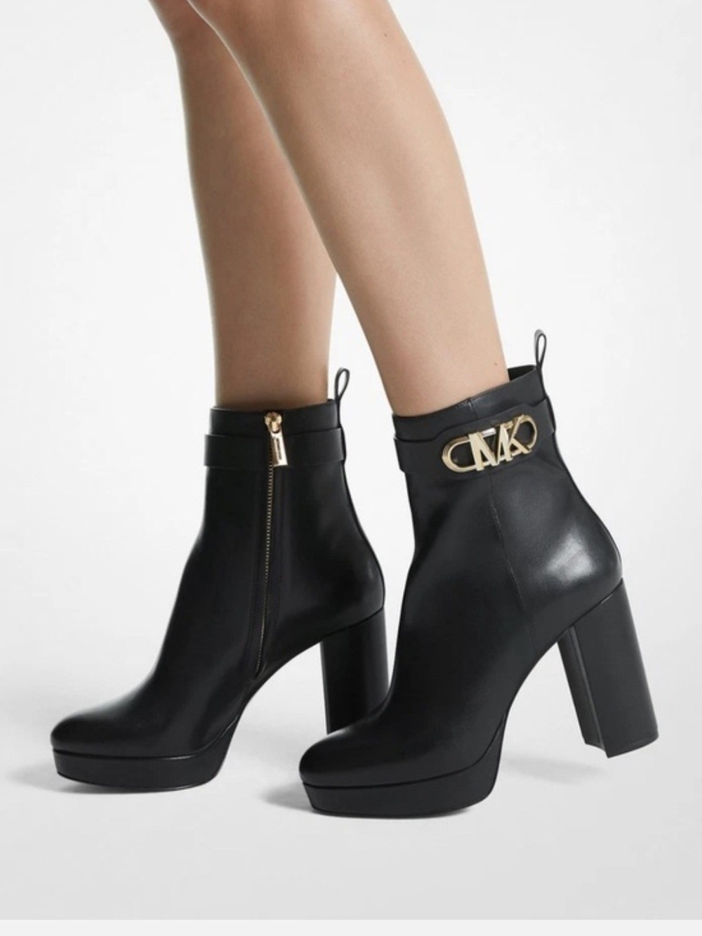 MICHAEL Michael Kors Black Leather Platform Ankle Boot - Picture 6 of 12